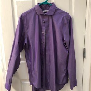 Purple Slim Dress Shirt Calvin Klein 16 34/35